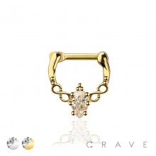 CZ LACEY EDGE INFINITE FILIGREE SIDE SEPTUM HINGED CLICKER